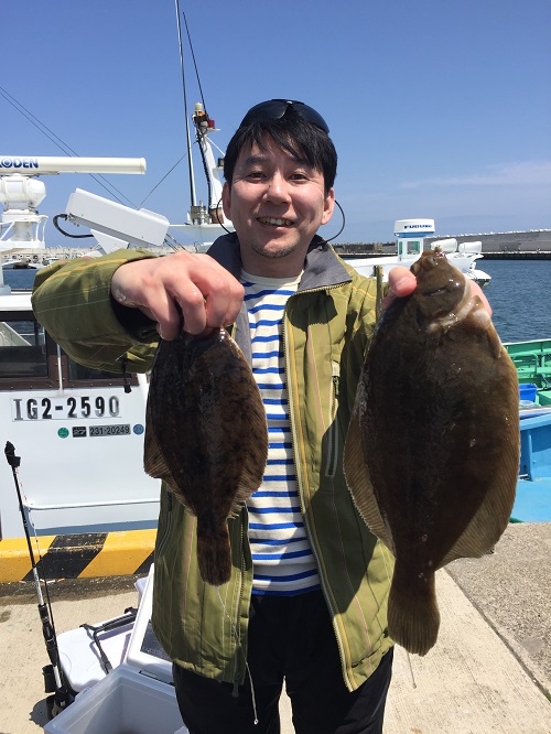 5月4日カレイ釣果報告 茨城県 大洗港 釣船 遊漁船 海釣り 光来丸